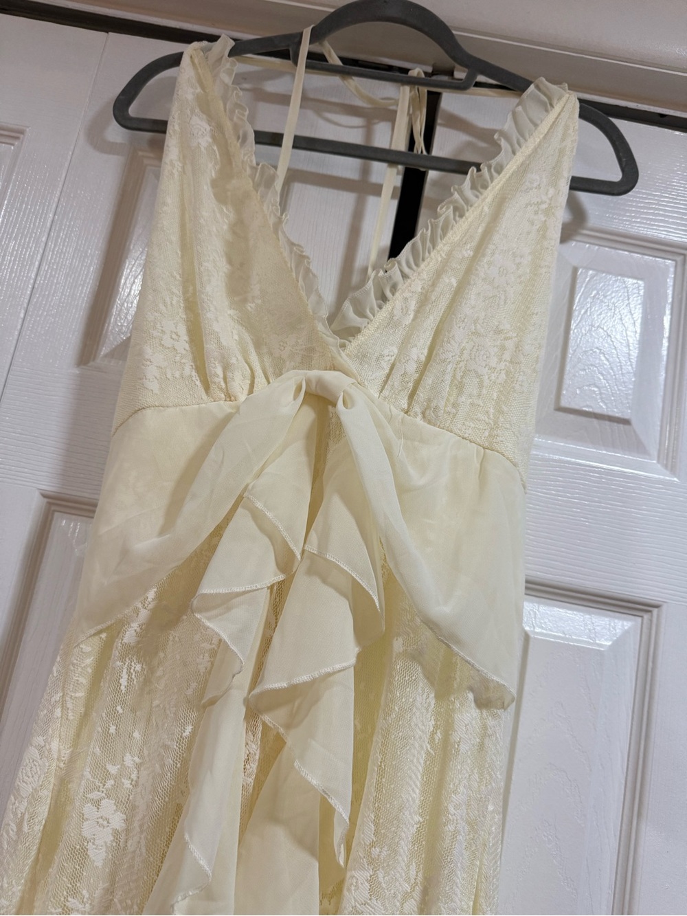 SHEIN Cream Lace Ruffle V-Neck Maxi Dress - Picture 2 of 6